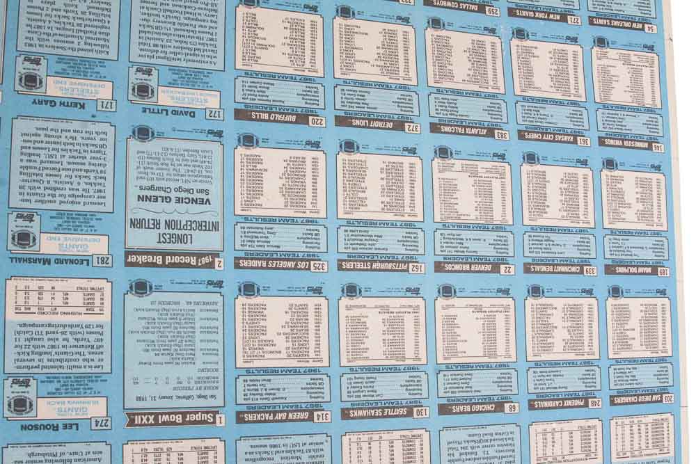 Four Sheets of Uncut 1988 Topps Sports Trading Cards
