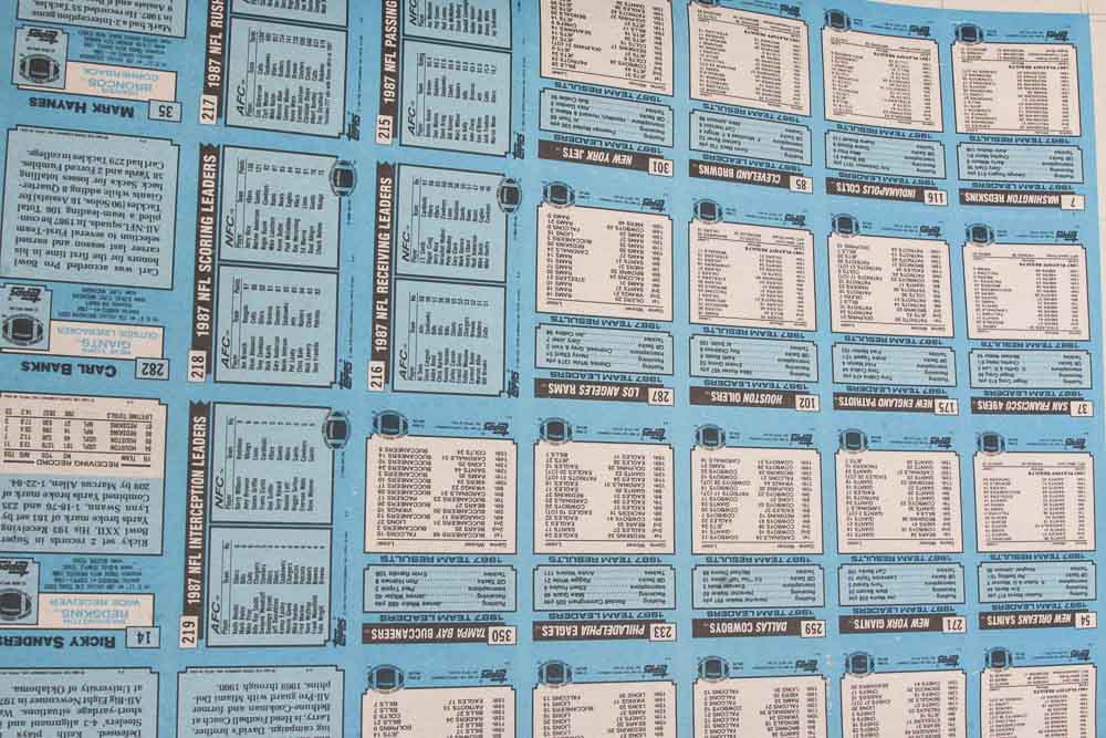 Four Sheets of Uncut 1988 Topps Sports Trading Cards