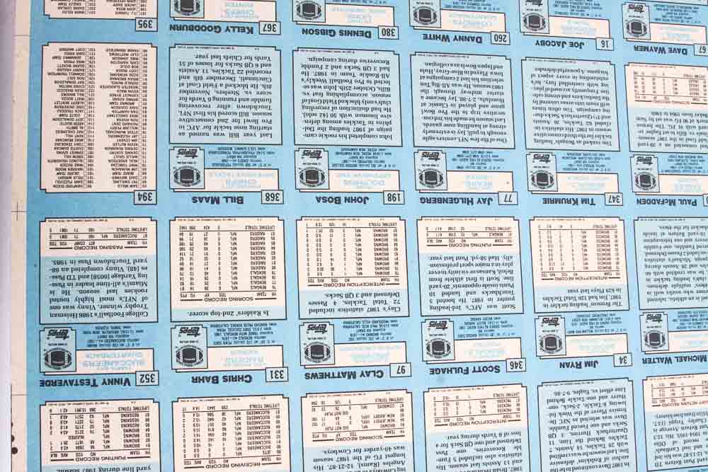 Four Sheets of Uncut 1988 Topps Sports Trading Cards