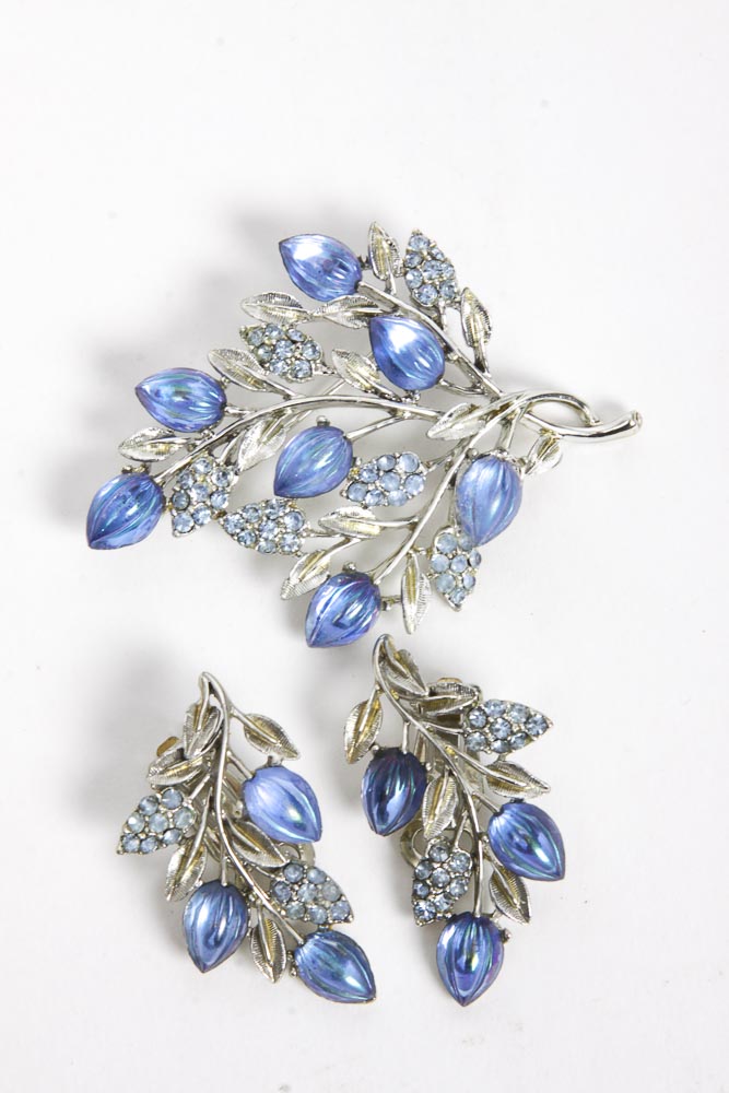 Collection of Blue-Toned Costume Rhinestone Jewelry