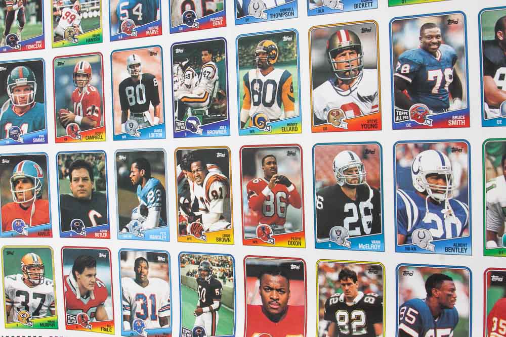 Four Sheets of Uncut 1988 Topps Sports Trading Cards