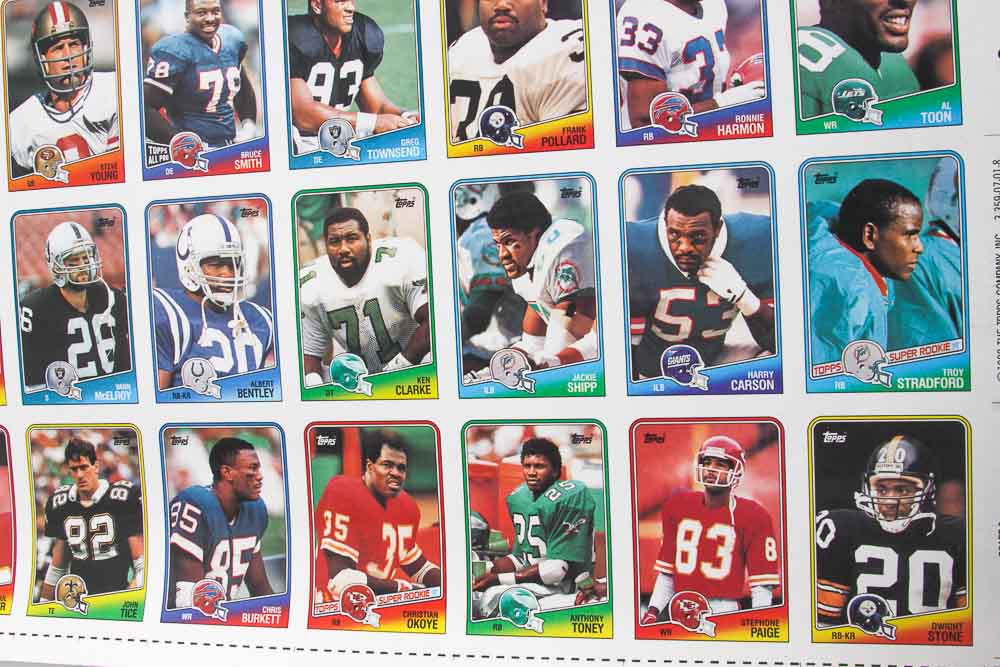 Four Sheets of Uncut 1988 Topps Sports Trading Cards