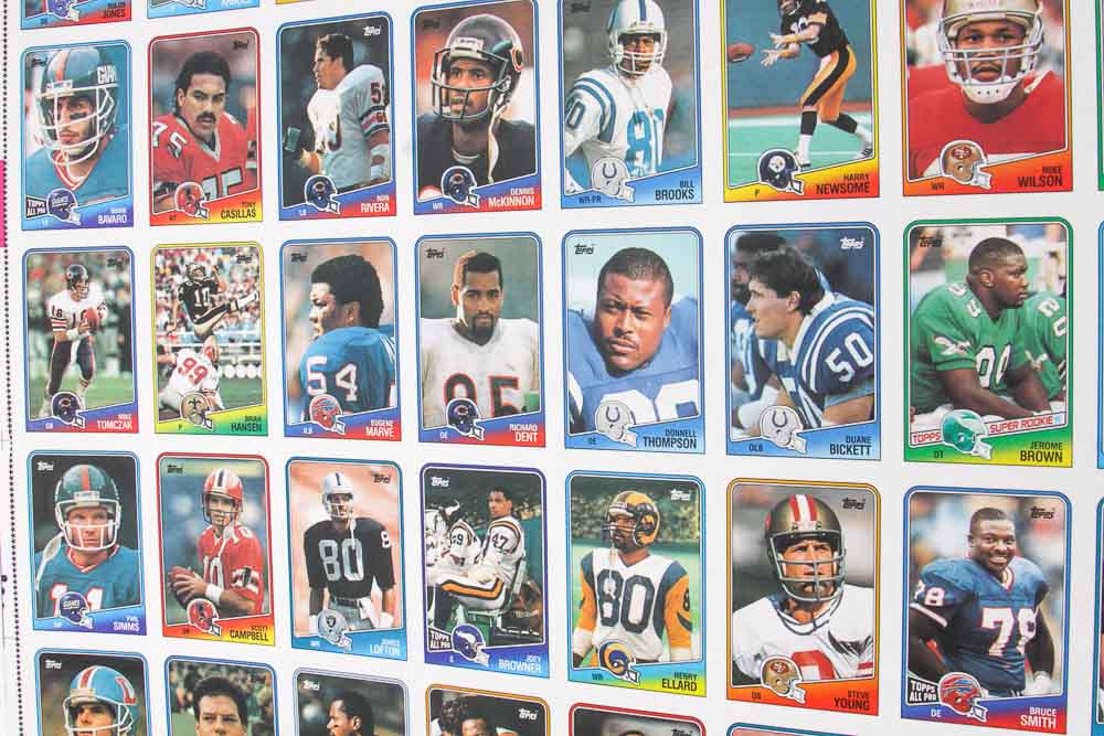 Four Sheets of Uncut 1988 Topps Sports Trading Cards