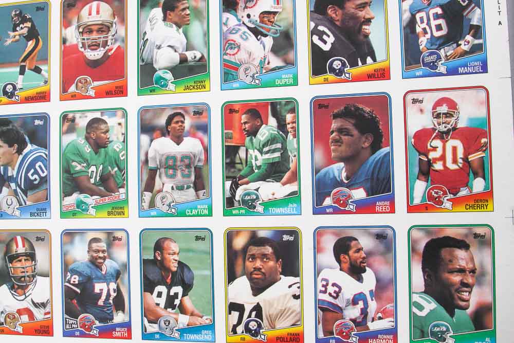 Four Sheets of Uncut 1988 Topps Sports Trading Cards