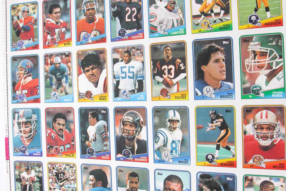 Four Sheets of Uncut 1988 Topps Sports Trading Cards