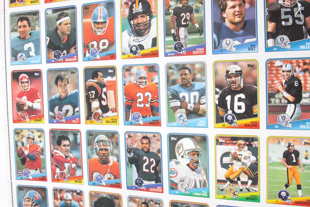 Four Sheets of Uncut 1988 Topps Sports Trading Cards
