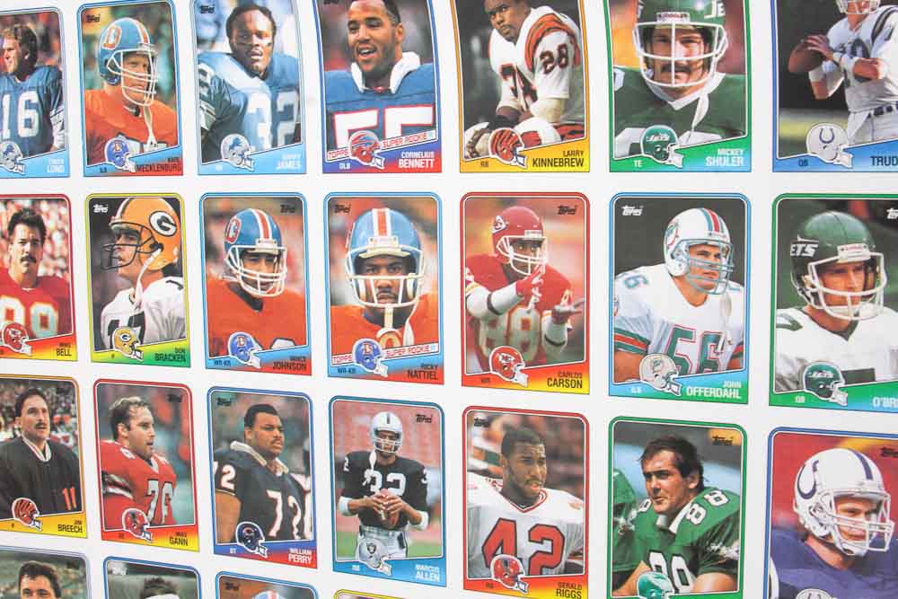 Four Sheets of Uncut 1988 Topps Sports Trading Cards