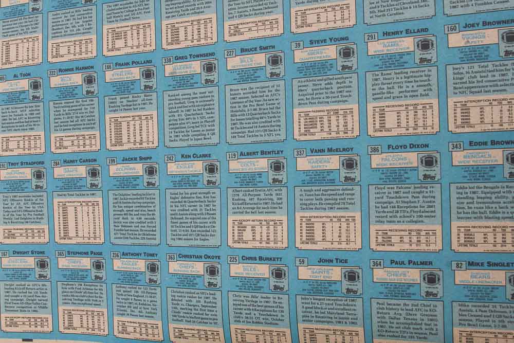 Four Sheets of Uncut 1988 Topps Sports Trading Cards