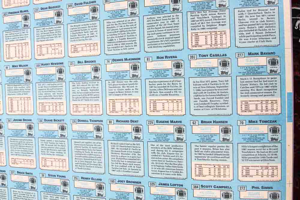 Four Sheets of Uncut 1988 Topps Sports Trading Cards