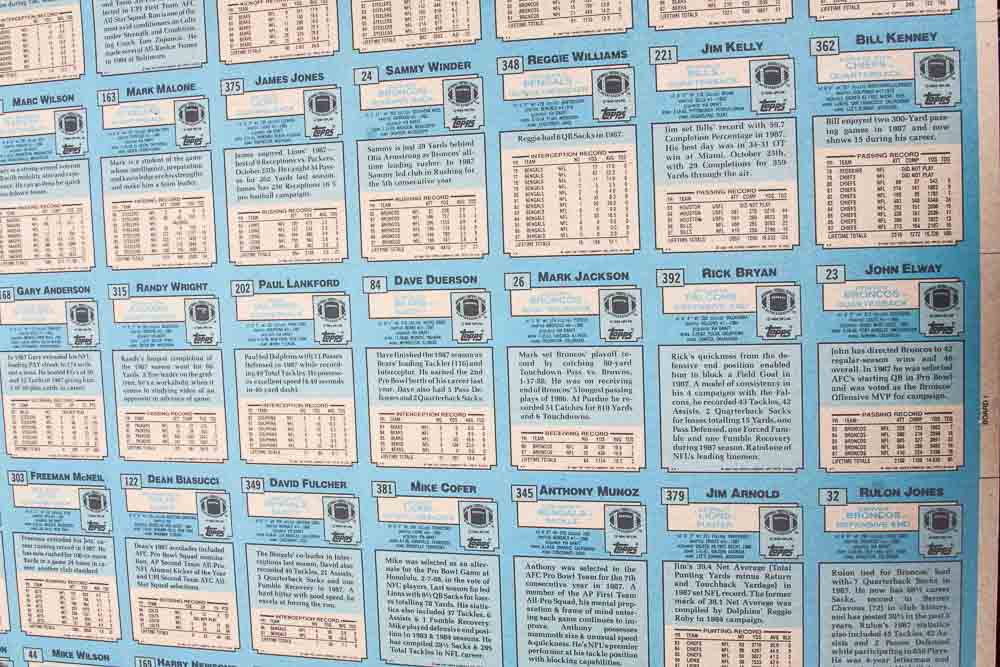 Four Sheets of Uncut 1988 Topps Sports Trading Cards