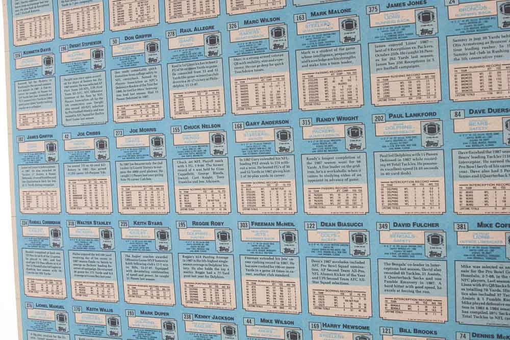 Four Sheets of Uncut 1988 Topps Sports Trading Cards
