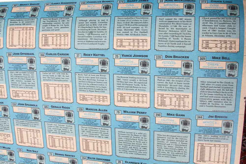 Four Sheets of Uncut 1988 Topps Sports Trading Cards