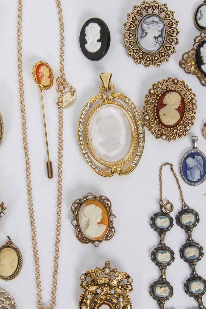 Collection of Cameo Costume Jewelry