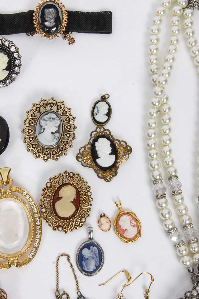 Collection of Cameo Costume Jewelry