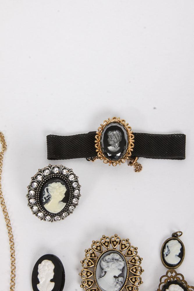 Collection of Cameo Costume Jewelry