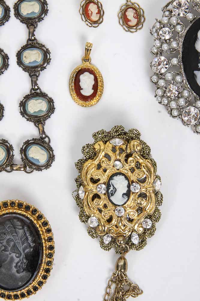 Collection of Cameo Costume Jewelry