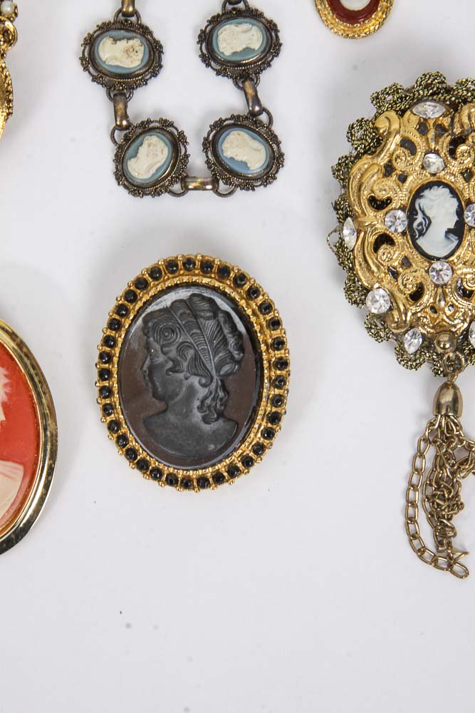 Collection of Cameo Costume Jewelry