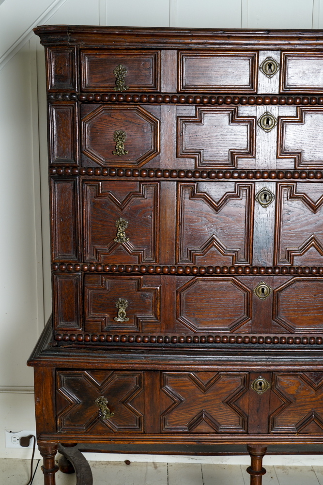 Antique William and Mary Oak Chest on Stand