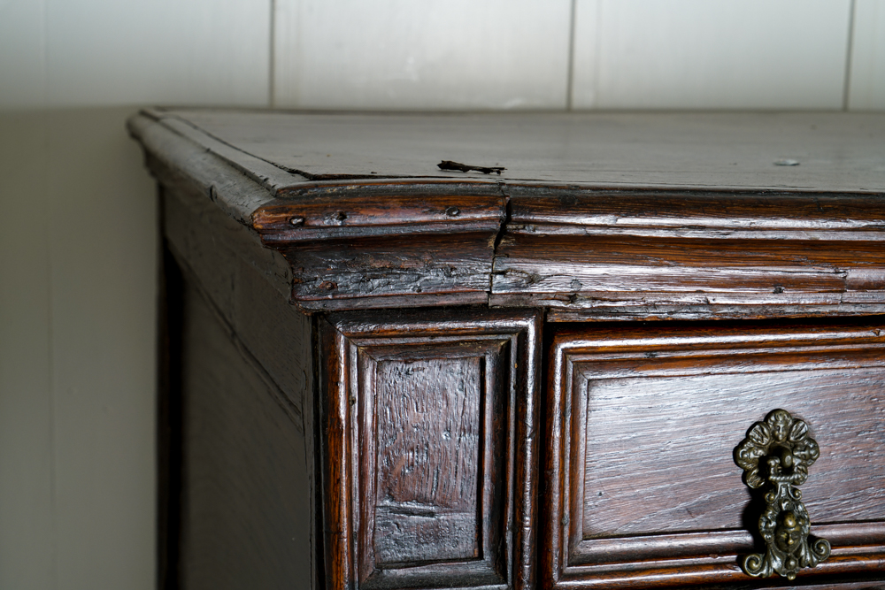 Antique William and Mary Oak Chest on Stand