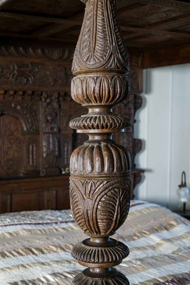 Partial Antique Elizabethan Style Oak Tester Bed Frame
