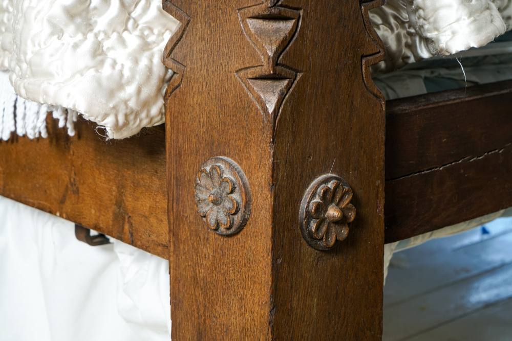 Partial Antique Elizabethan Style Oak Tester Bed Frame