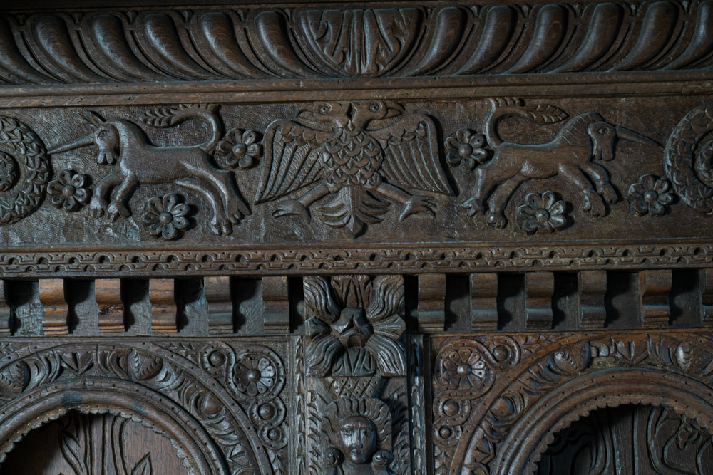 Partial Antique Elizabethan Style Oak Tester Bed Frame