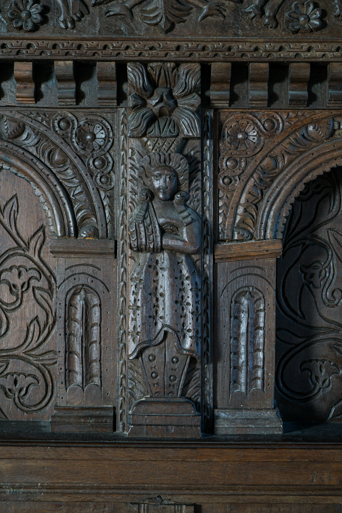 Partial Antique Elizabethan Style Oak Tester Bed Frame