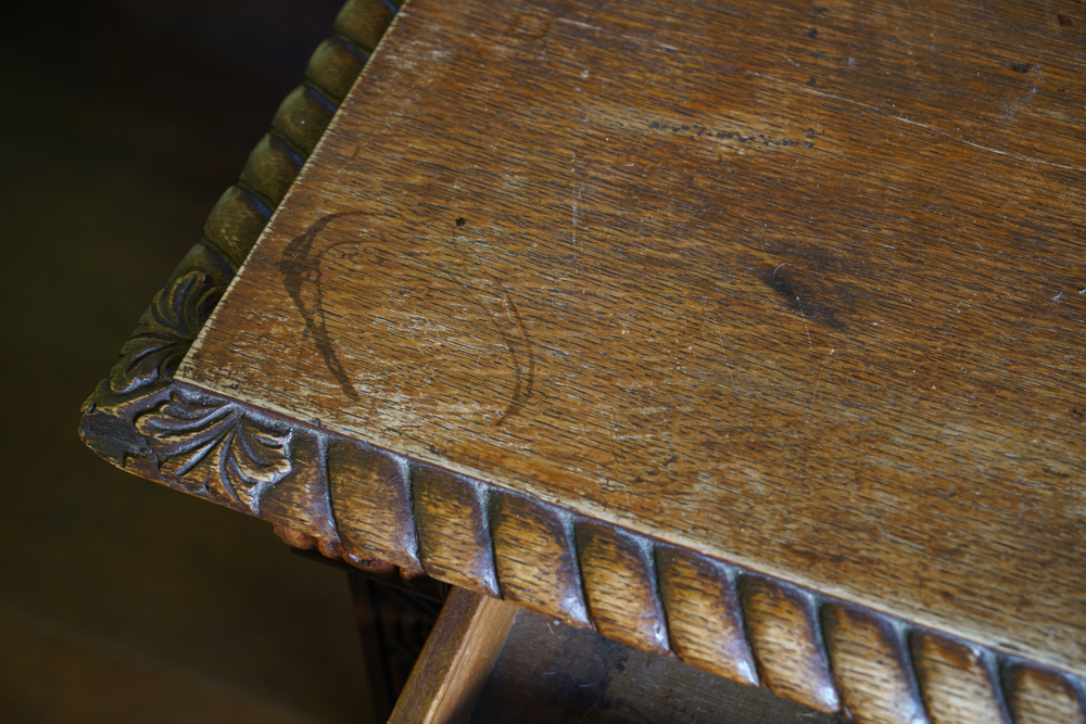 Antique Figural Carved English Oak Desk