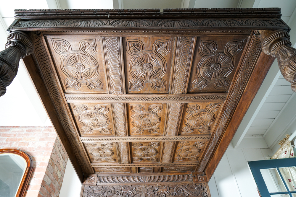 Partial Antique Elizabethan Style Oak Tester Bed Frame