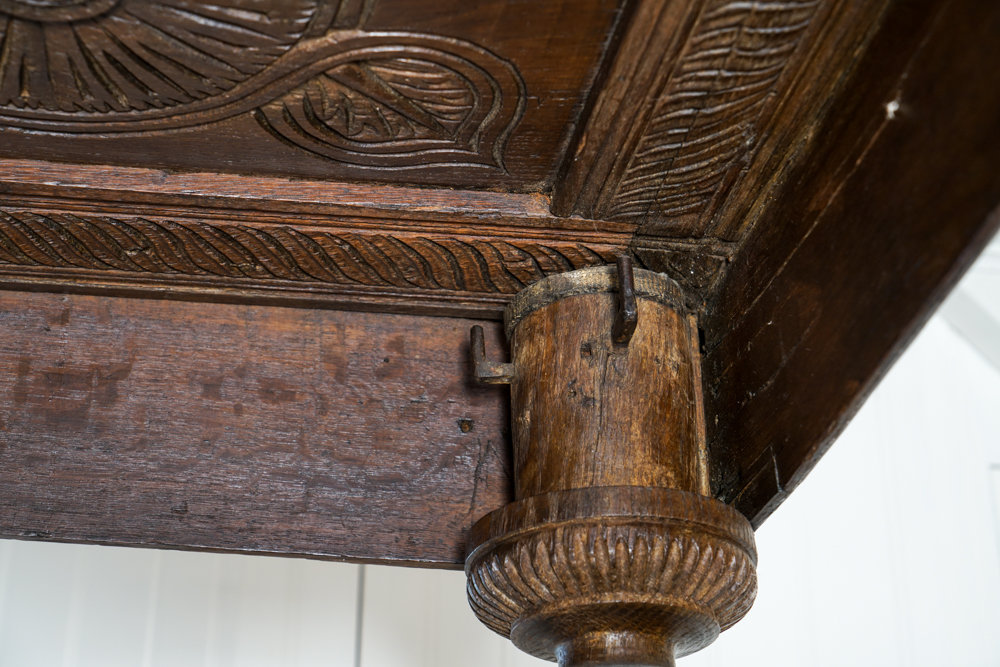 Partial Antique Elizabethan Style Oak Tester Bed Frame