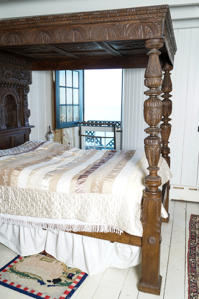 Partial Antique Elizabethan Style Oak Tester Bed Frame