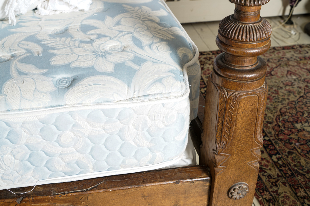 Partial Antique Elizabethan Style Oak Tester Bed Frame