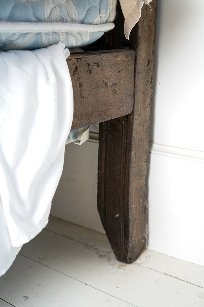 Partial Antique Elizabethan Style Oak Tester Bed Frame