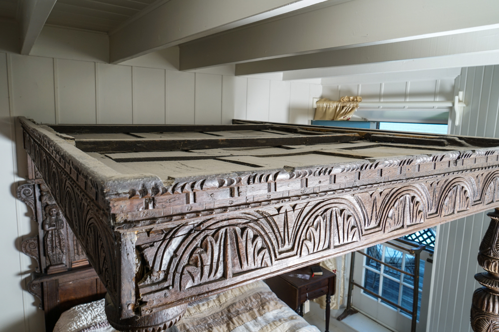 Partial Antique Elizabethan Style Oak Tester Bed Frame