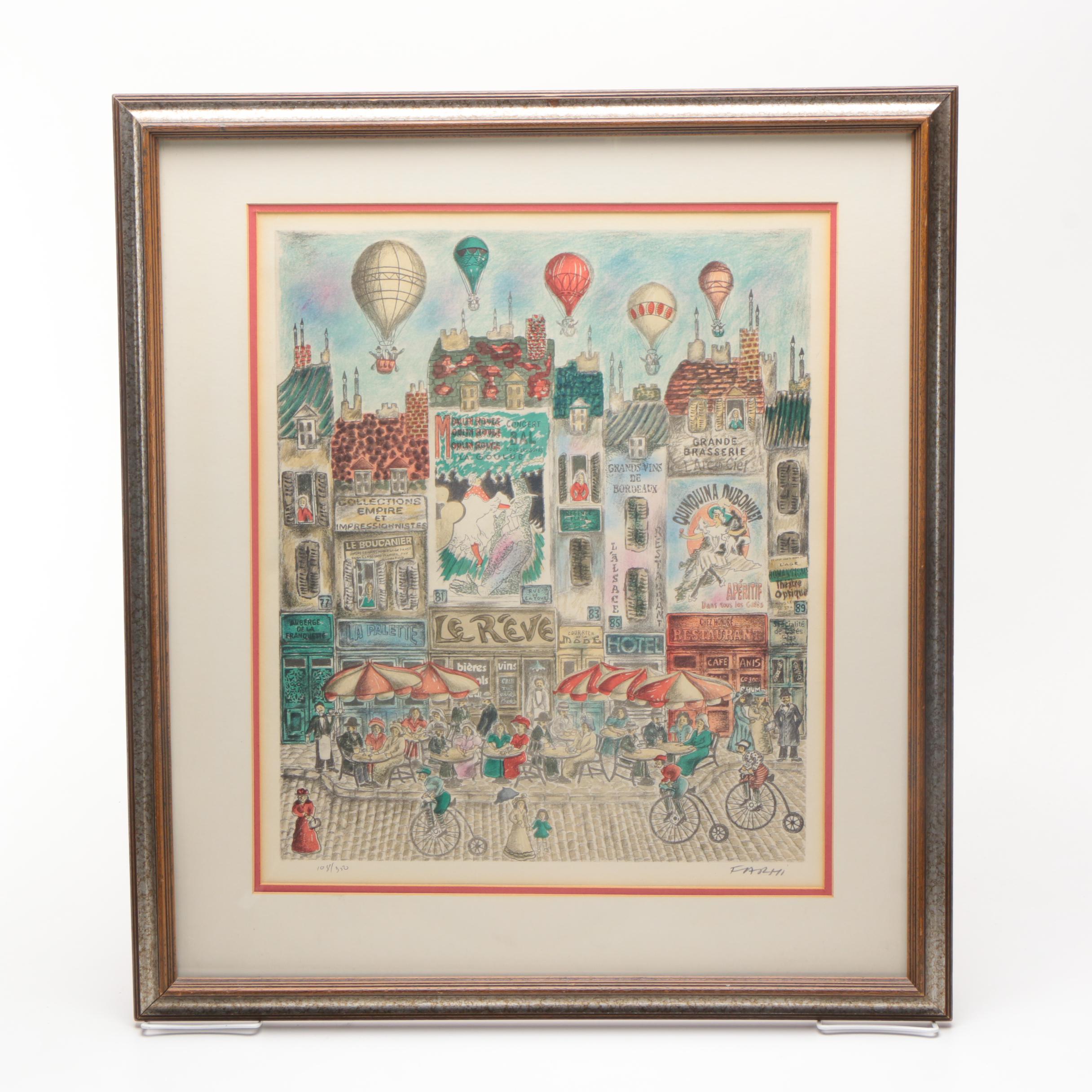 Josef Farhi Limited Edition Lithograph of City Block