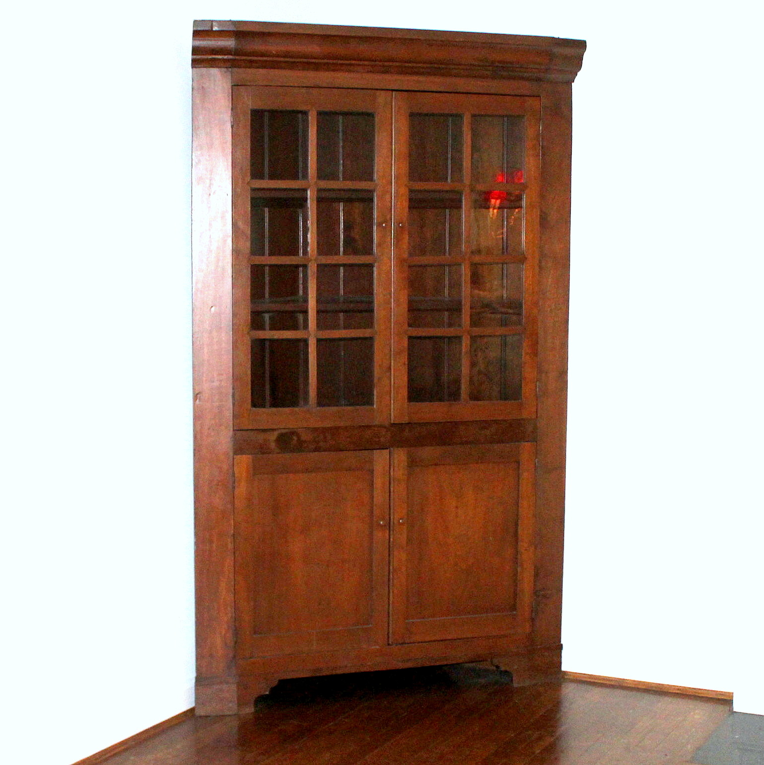 Antique Shaker Style Cherry Corner Cupboard