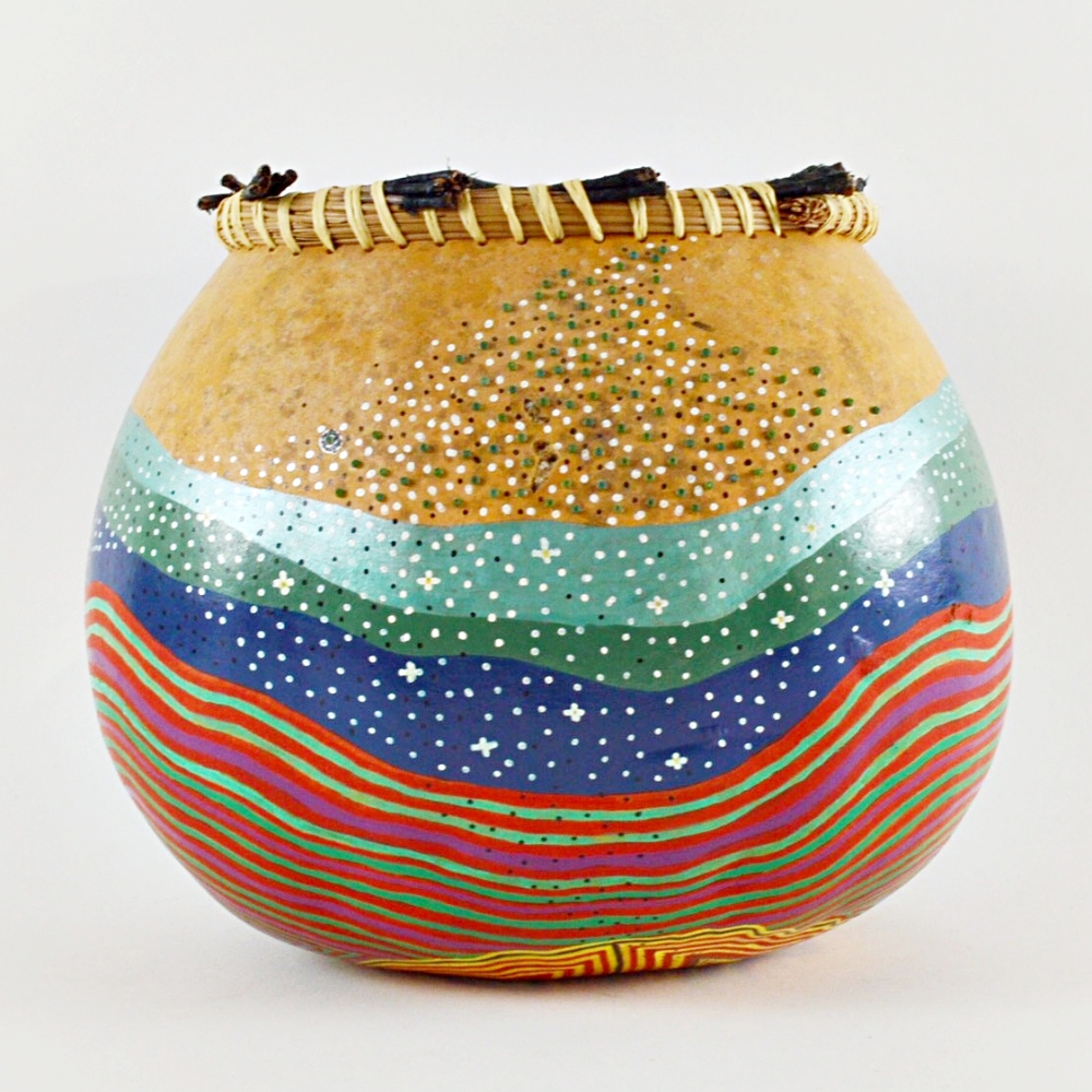 Hand-Painted Gourd Bowl
