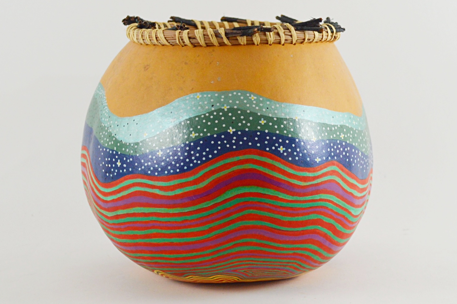 Hand-Painted Gourd Bowl