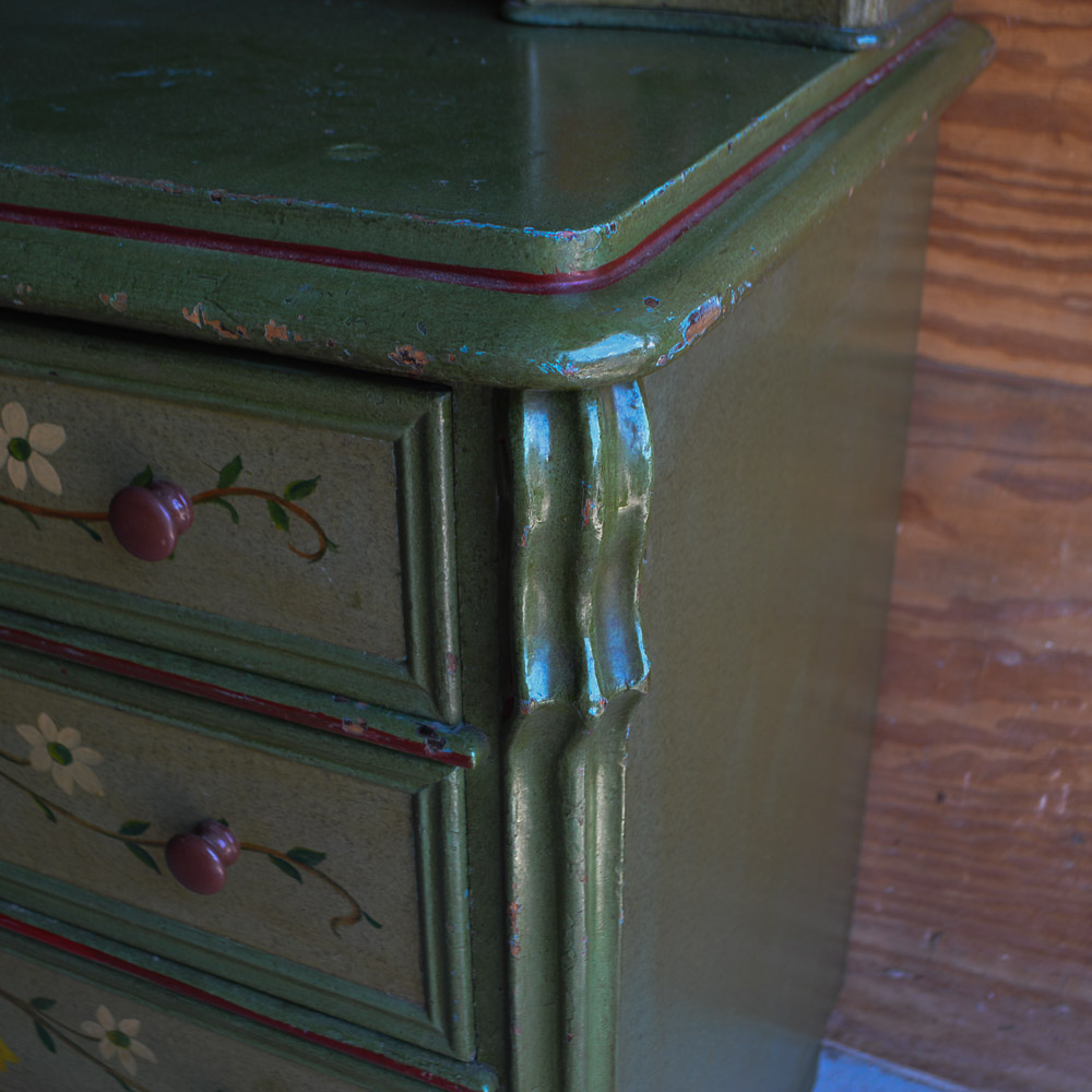 Victorian Style Hand Painted Vanity Dresser With Mirror