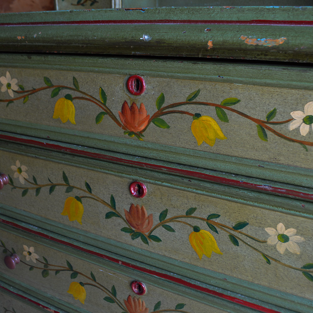 Victorian Style Hand Painted Vanity Dresser With Mirror