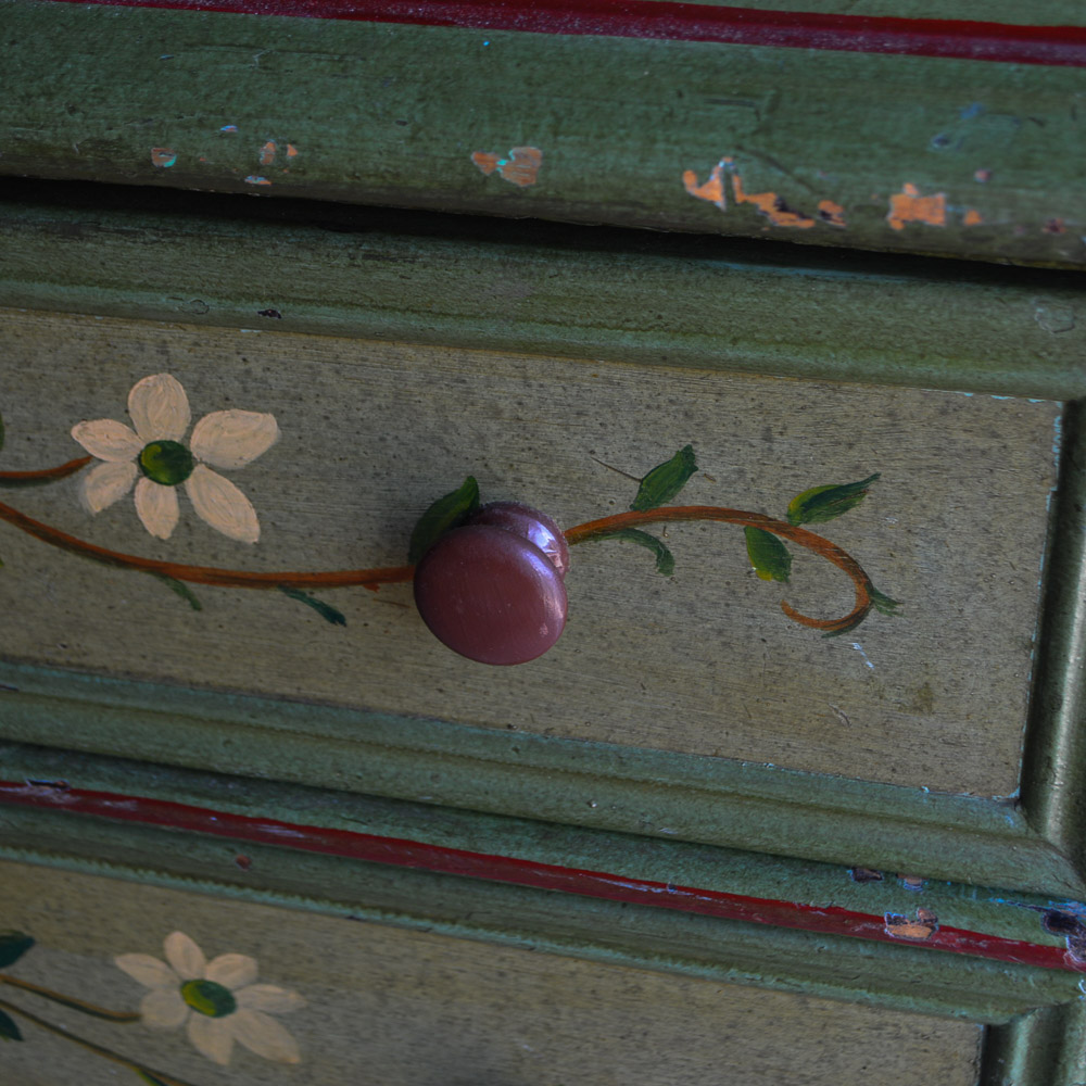Victorian Style Hand Painted Vanity Dresser With Mirror