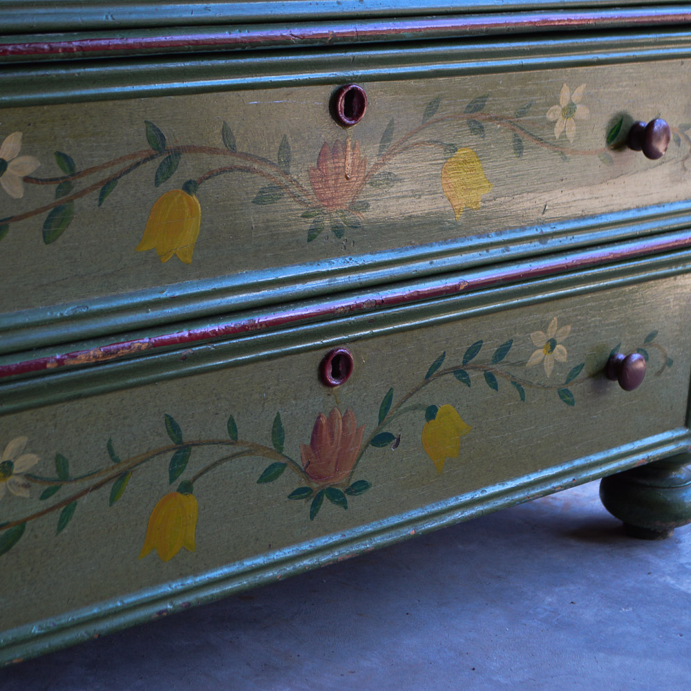 Victorian Style Hand Painted Vanity Dresser With Mirror
