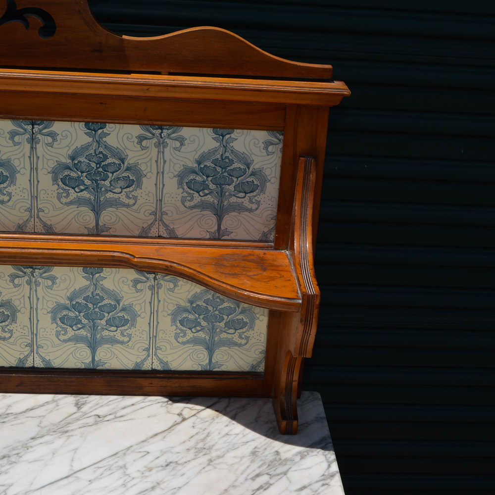 Early American Style Cherry Marble Top Cabinet