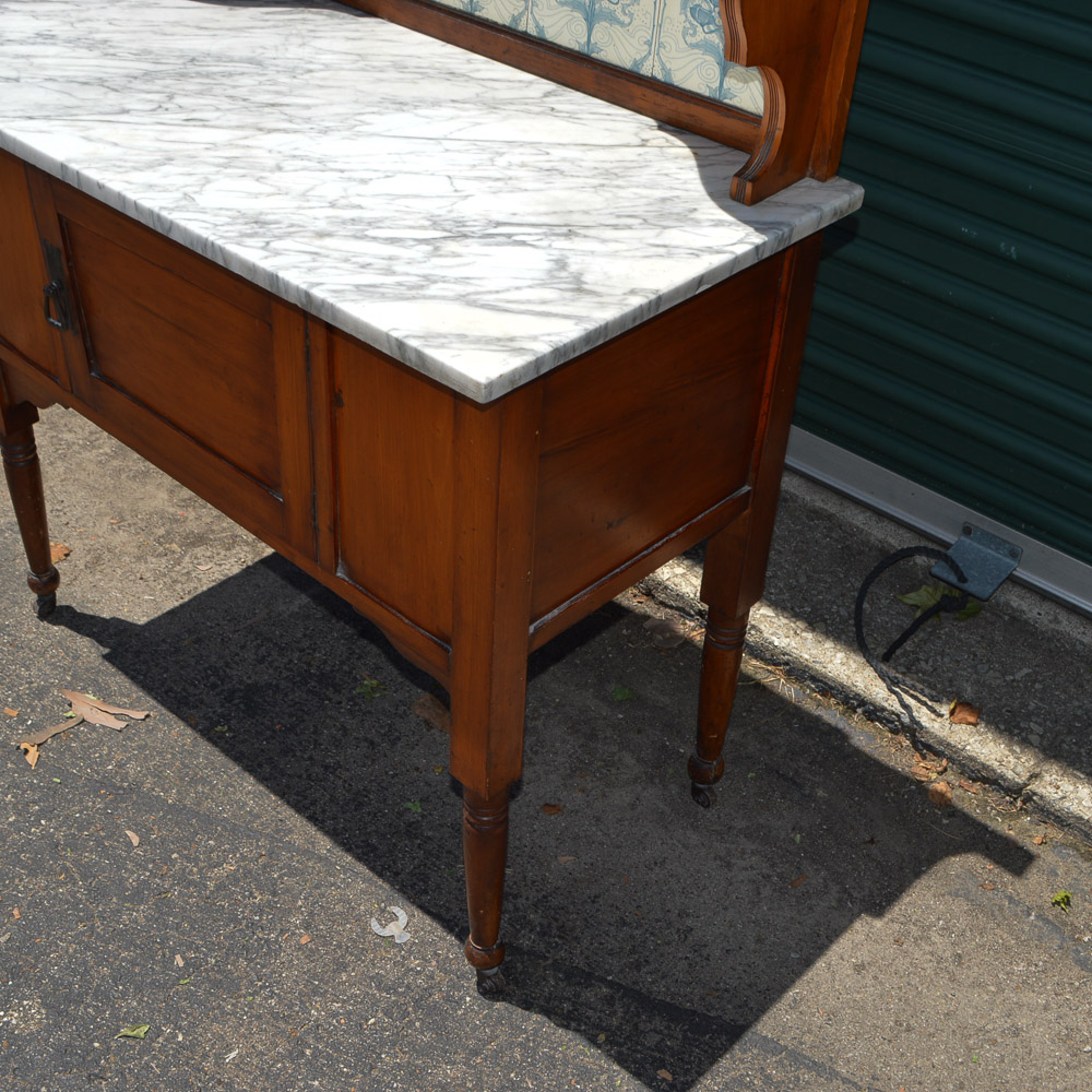 Early American Style Cherry Marble Top Cabinet