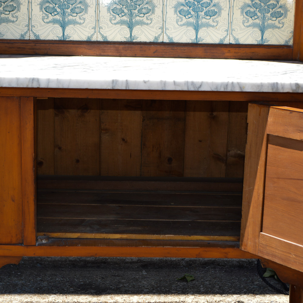 Early American Style Cherry Marble Top Cabinet