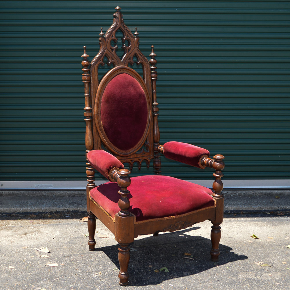 Gothic Revival Style Hall Chair