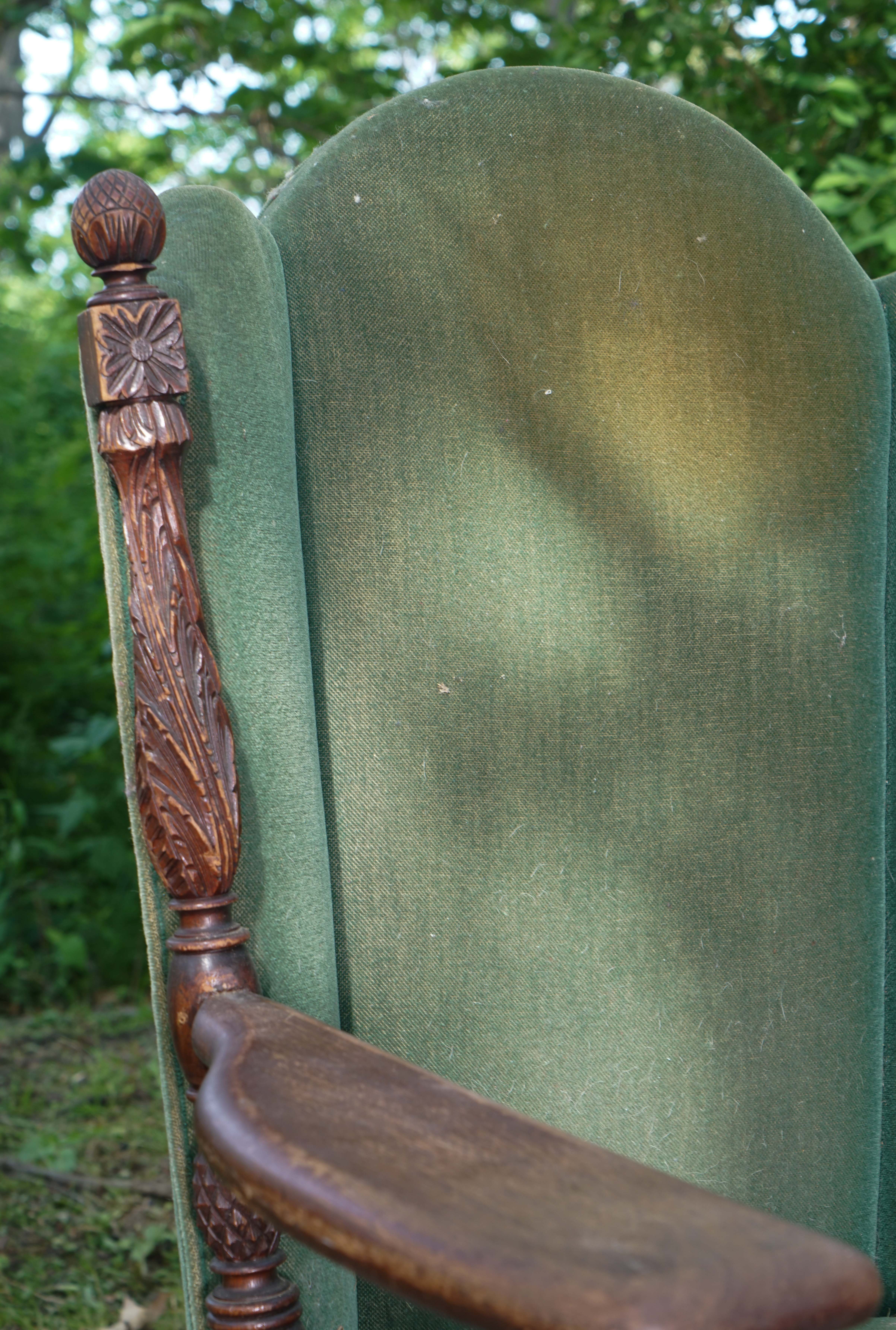 Carved Federal Revival Wing Chair