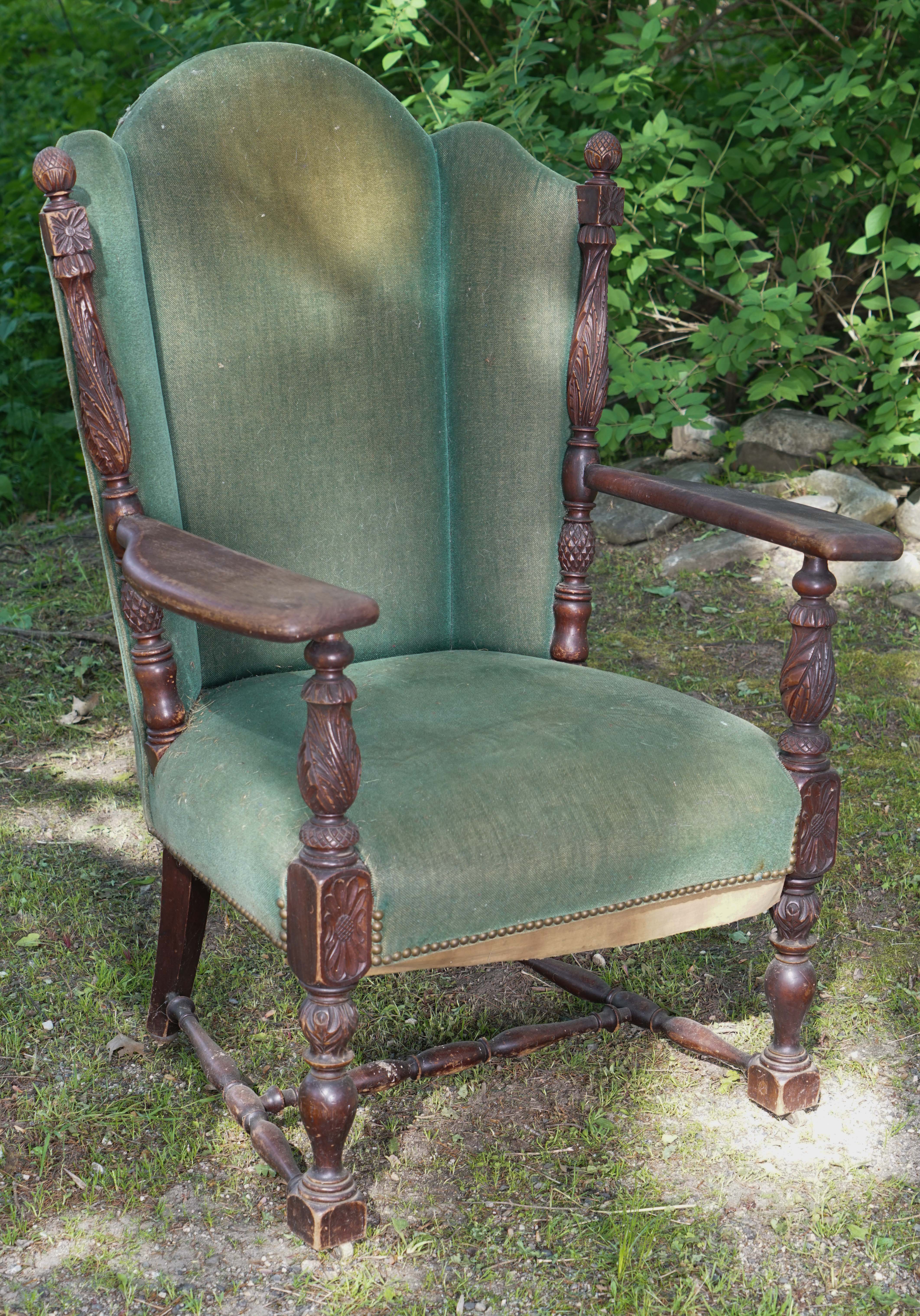 Carved Federal Revival Wing Chair