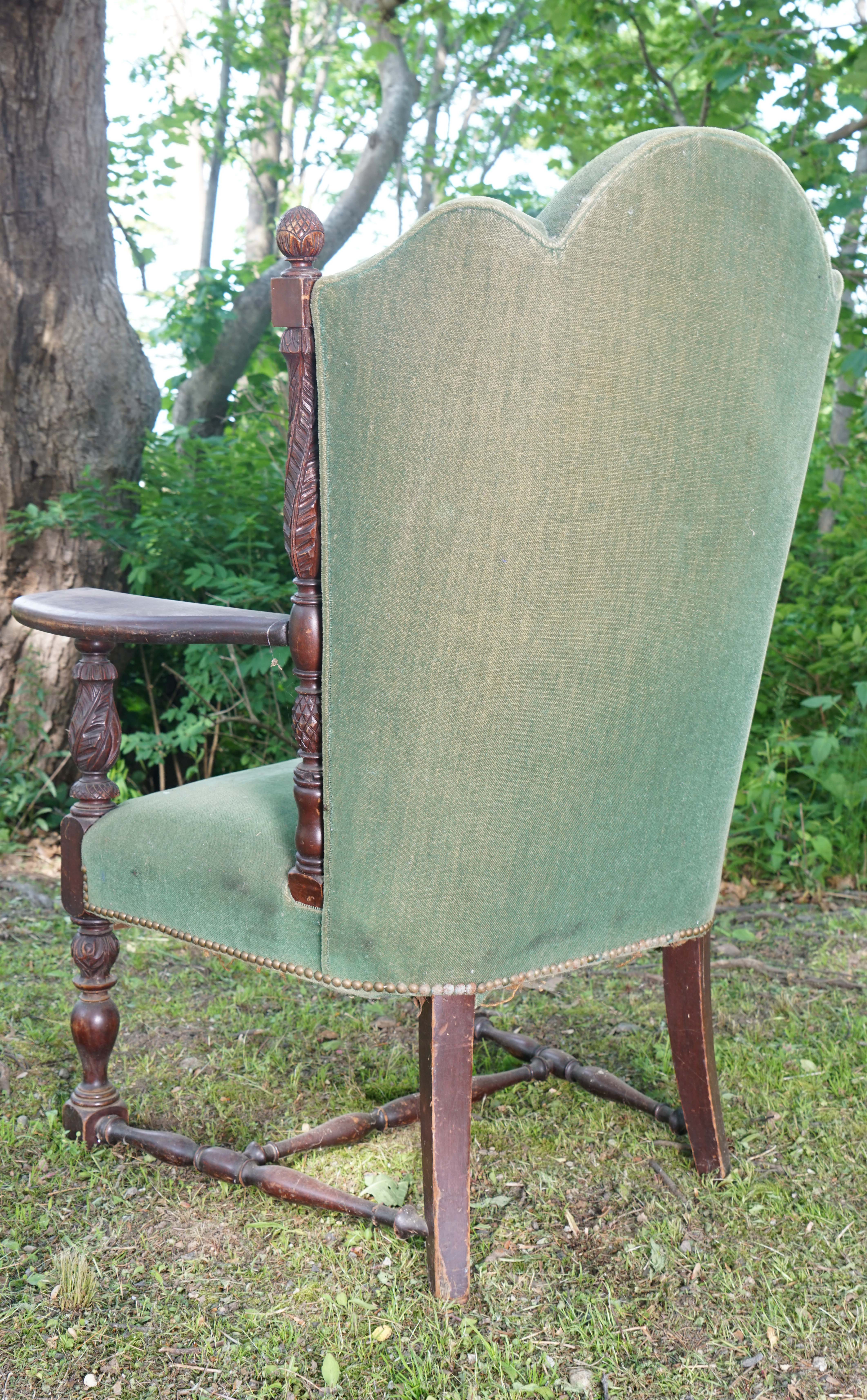 Carved Federal Revival Wing Chair