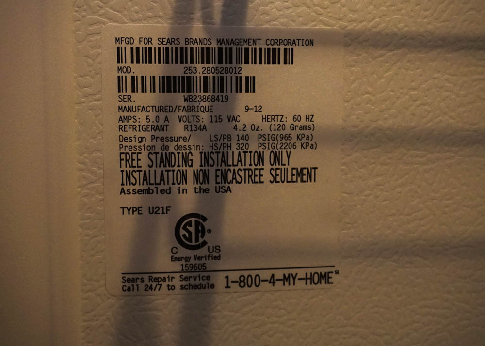 Kenmore Upright Freezer